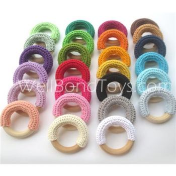 Crochet Wood Teething  Rings