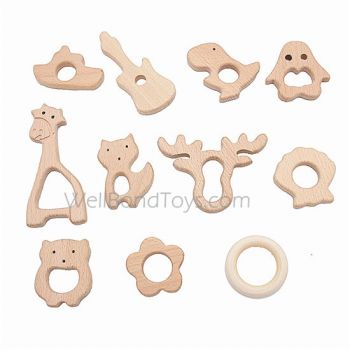 Cute Baby Teether Teething Chew Toys Wooden Toothbrush Kids Dental Care Gift Toy
