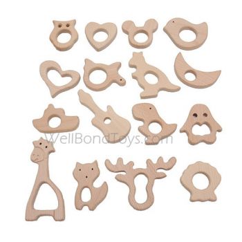 Wooden Cute Animal Shape Baby Teether Teething Chewing bite Toy