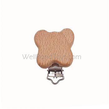 45mm  Natural Eco Wooden Organic Baby pacifier clip