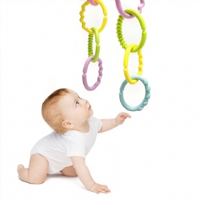 Colorful Multi Use BPA Free Baby Toy Buckle Links Plastic Teether Teething Rings Set for Strollers Car Seat Travel Toys