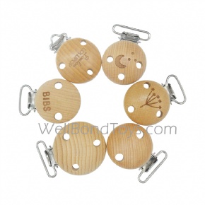 baby feeding wooden holder clip stainless steel wooden baby pacifier clip