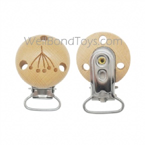 OEM high quality nickel free lead free round wooden baby pacifier clip