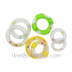 Colorful Rainbow Beads Baby Toy Plastic Rattle Rings
