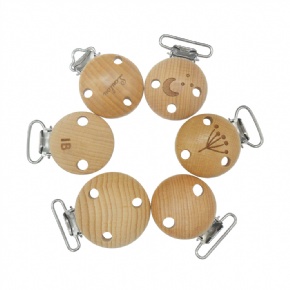 Custom Logo Wooden Baby Dummy Soother Clips Food Grade Pacifier Clip