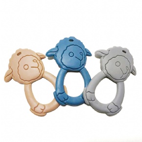 Food Grade TPE Chewy Textured Baby Rattle Silicone Teether