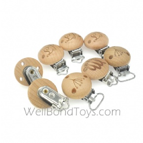 Wholesale Beech Wood Round Pacifier Clips For Baby Teether Toys
